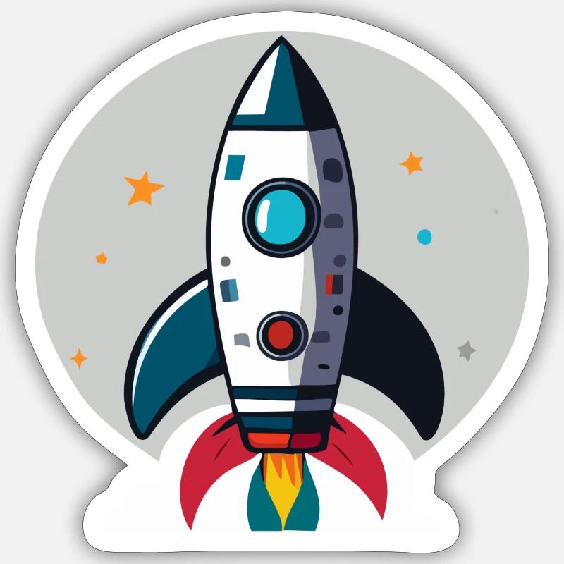 Illustration einer Rakete Sticker Größe S (10 x 10 cm)