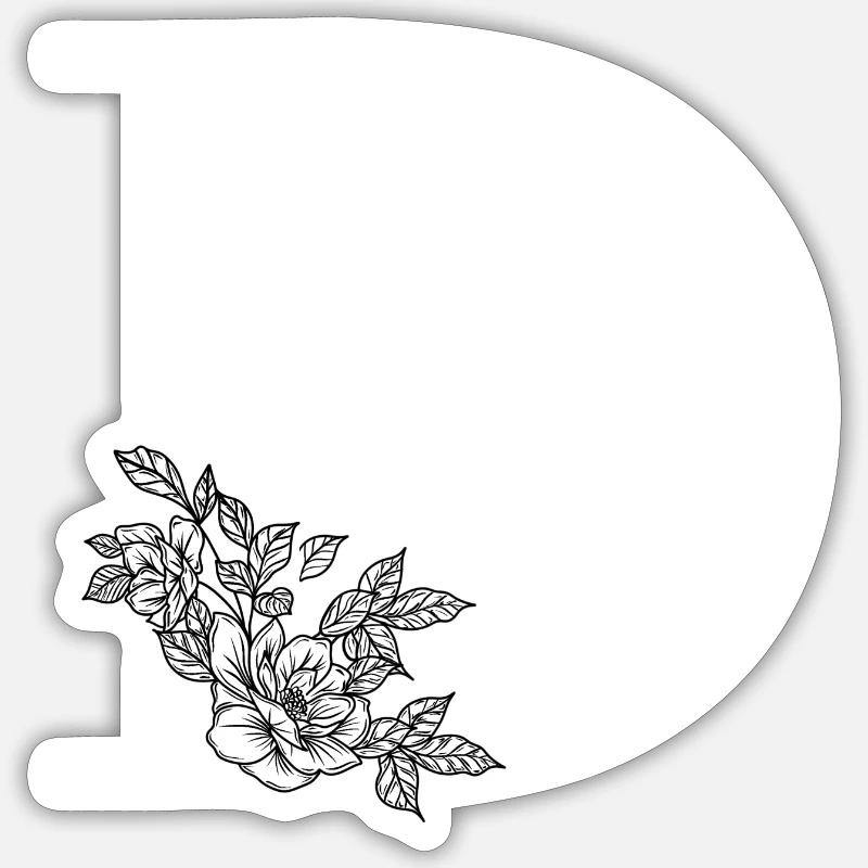 Lettre D Fleur - Sticker taille S (10 x 10 cm) - blanc mat