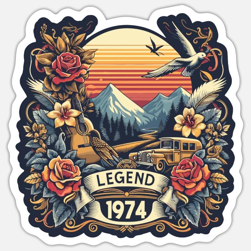 1974 Legend - Sticker Größe S (10 x 10 cm) - Mattweiß