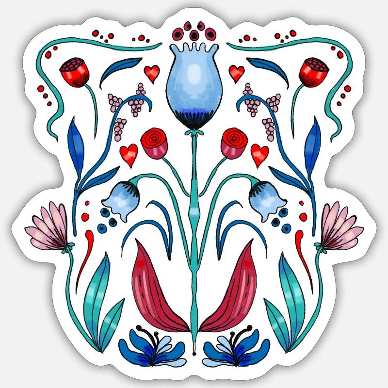 Flore d’art populaire - Sticker taille S (10 x 10 cm) - blanc mat