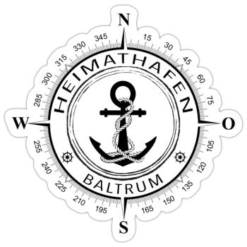Heimathafen Baltrum - Sticker Größe S (10 x 10 cm) - Mattweiß - Vorne