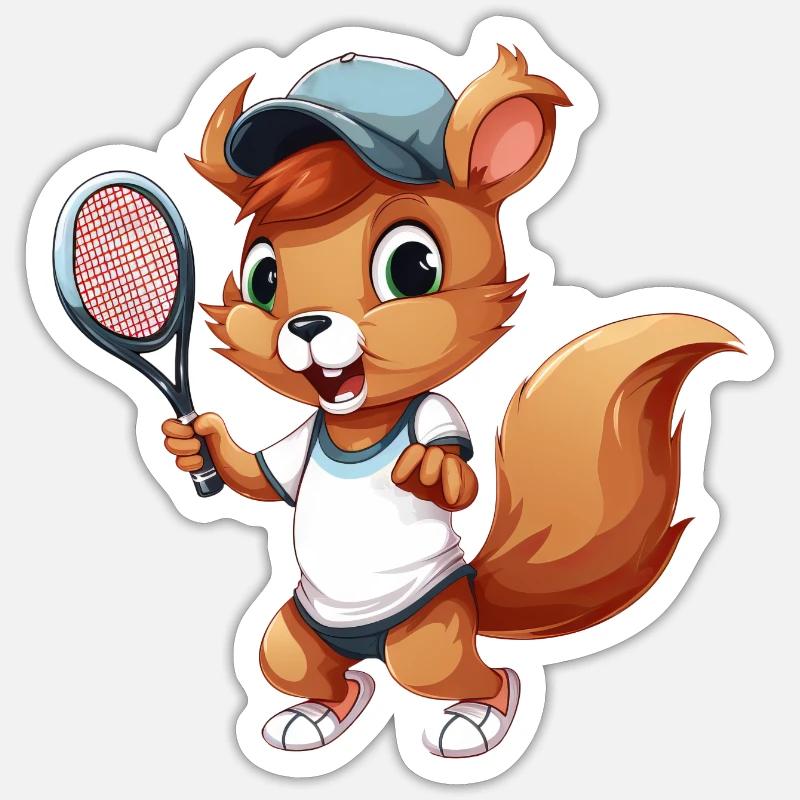 Squirrel Tennis Duo - Funny Comic Fun on Sticker size S (10 x 10 cm)