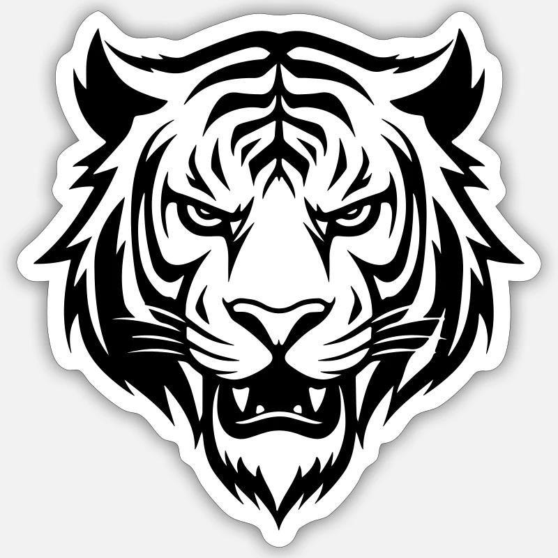 Tiger Kopf - Sticker Größe S (10 x 10 cm) - Mattweiß