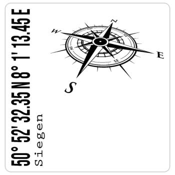 Koordinaten Siegen - Sticker Größe S (10 x 10 cm) - Mattweiß - Vorne