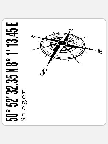 Koordinaten Siegen - Sticker Größe S (10 x 10 cm) - Mattweiß