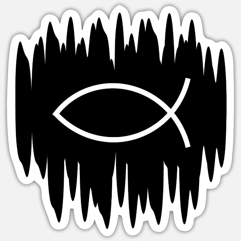 Jesus Fish White Black Ichthys Fish Fish Sticker size S (10 x 10 cm)