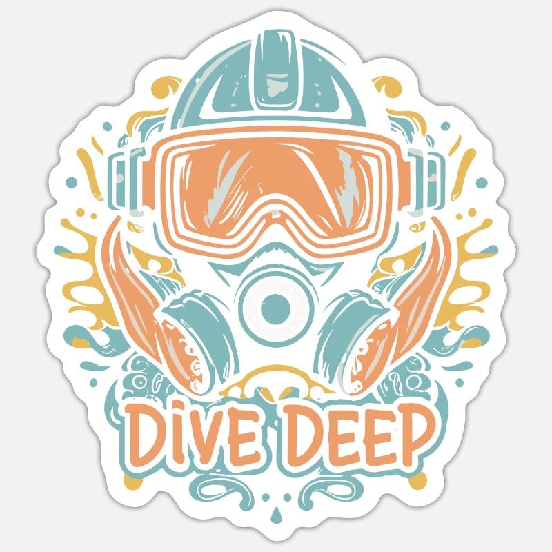 Deep Dive - Tauchen - Sticker Größe S (10 x 10 cm) - Mattweiß