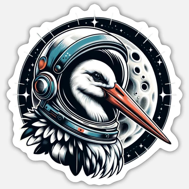 Der Himmelsstorch - Sticker Größe S (10 x 10 cm) - Mattweiß