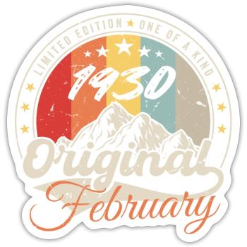 Birthday Gift February 1930 Vintage 94 Years - Sticker size S (10 x 10 cm) - white matte - Front