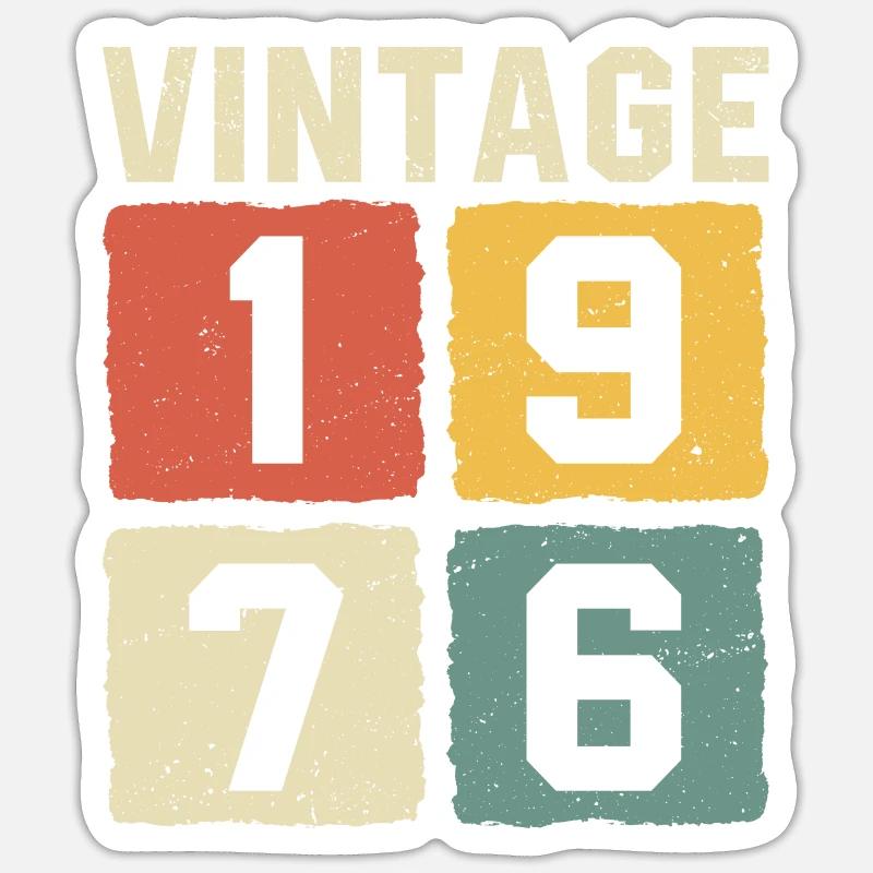 Millésime 1976 Né en 1976 - Sticker taille S (10 x 10 cm) - blanc mat