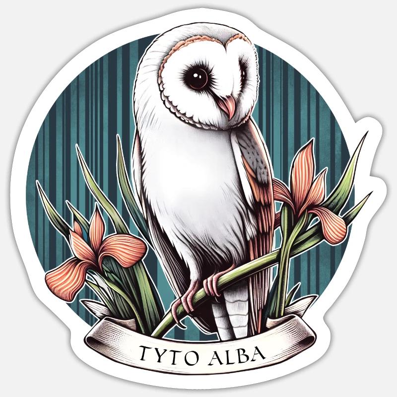 Schleiereule - Sticker Größe S (10 x 10 cm) - Mattweiß
