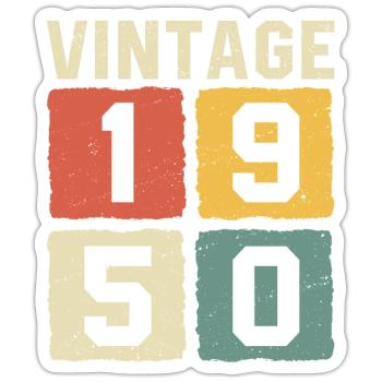T-shirt rétro vintage des années 1950 des années 1950 - Sticker taille S (10 x 10 cm) - blanc mat - Devant