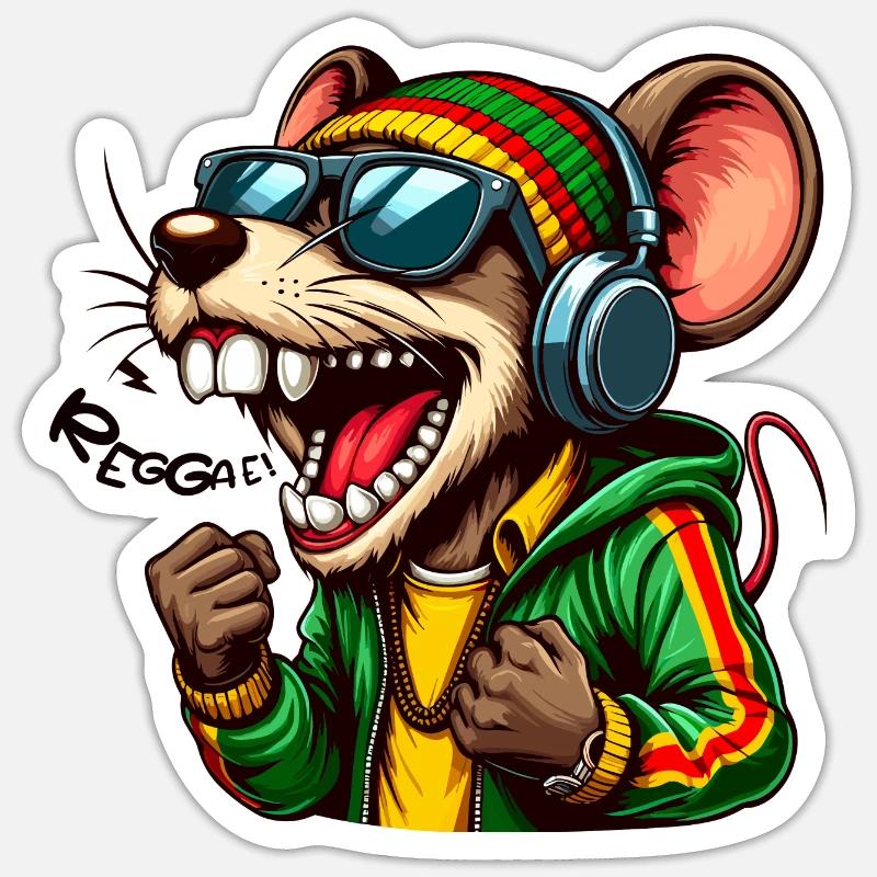 Reggae - Sticker taille S (10 x 10 cm) - blanc mat