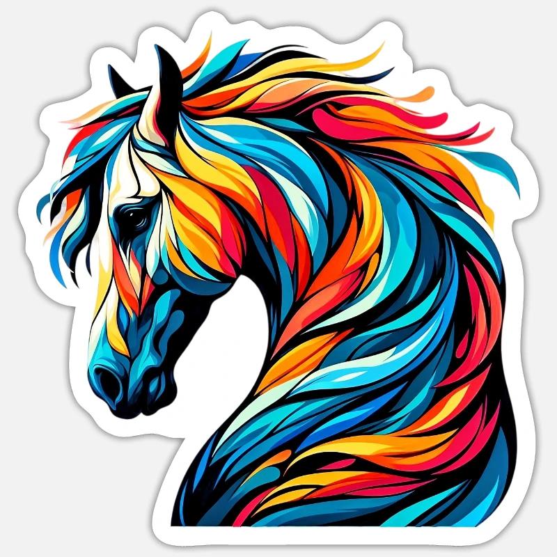 Cheval - Sticker taille S (10 x 10 cm) - blanc mat