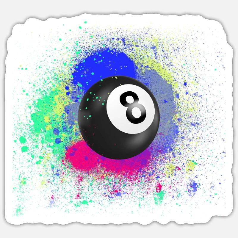 Noir 8, Boule de billard, N8, Boule de billard, Billard Sticker taille S (10 x 10 cm)