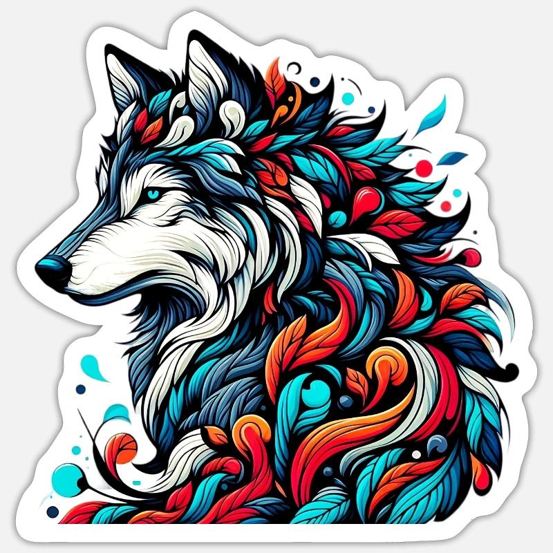 Loup - Sticker taille S (10 x 10 cm) - blanc mat