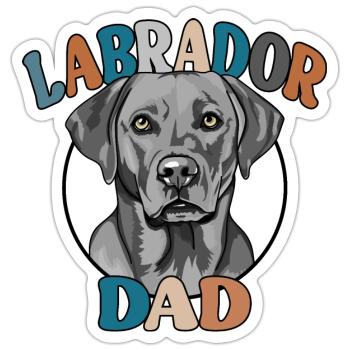 Silber Labrador Dad Hunde Hund Labbi Wilsigns - Sticker Größe S (10 x 10 cm) - Mattweiß - Vorne