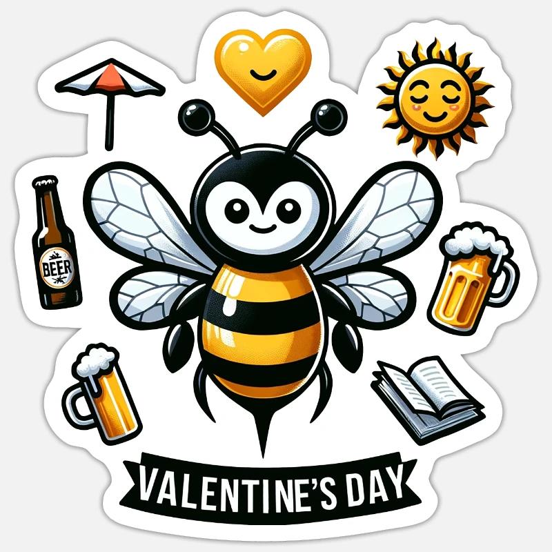 Valentine's Buzz My Valentine - Sticker Größe S (10 x 10 cm) - Mattweiß