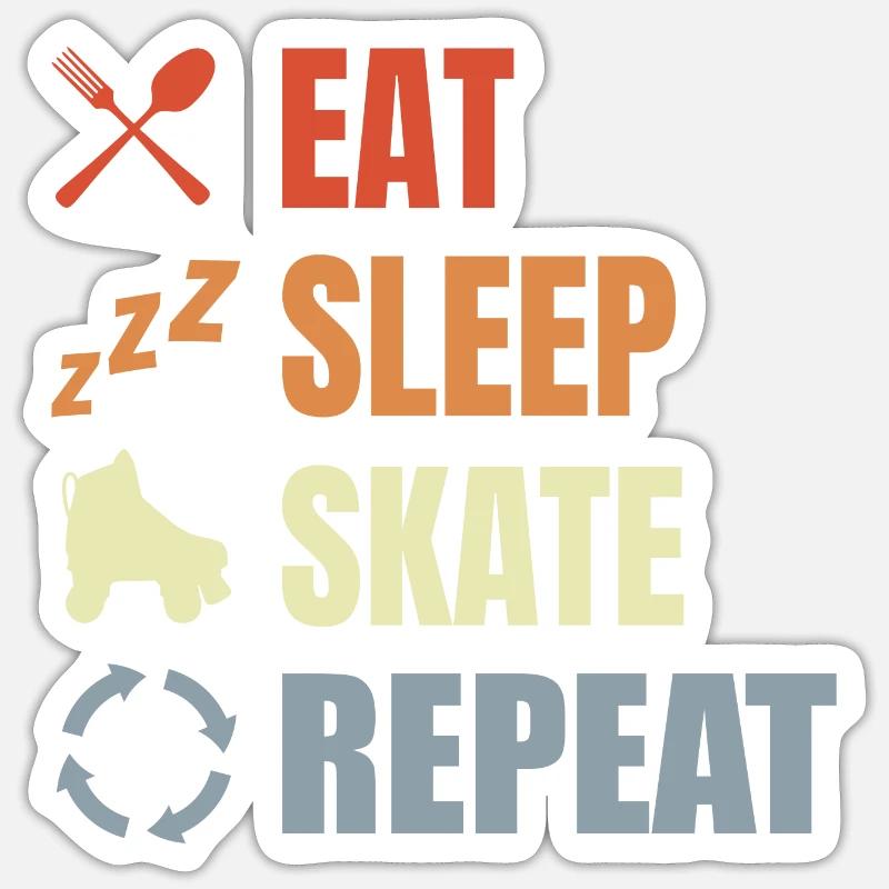 Manger Dormir Patiner Répéter - Sticker taille S (10 x 10 cm) - blanc mat