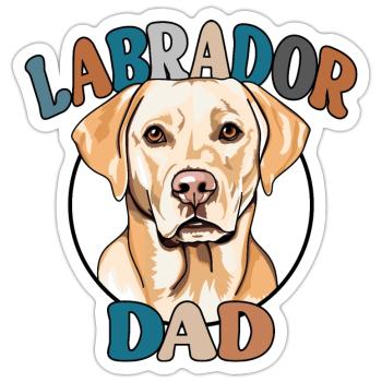 Gelber Labrador Dad Hunde Hund Labbi Wilsigns - Sticker Größe S (10 x 10 cm) - Mattweiß - Vorne