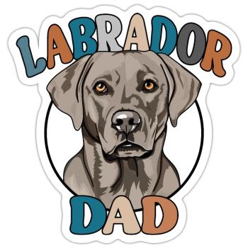 Silber Labrador Dad Hunde Hund Labbi Wilsigns - Sticker Größe S (10 x 10 cm) - Mattweiß - Vorne
