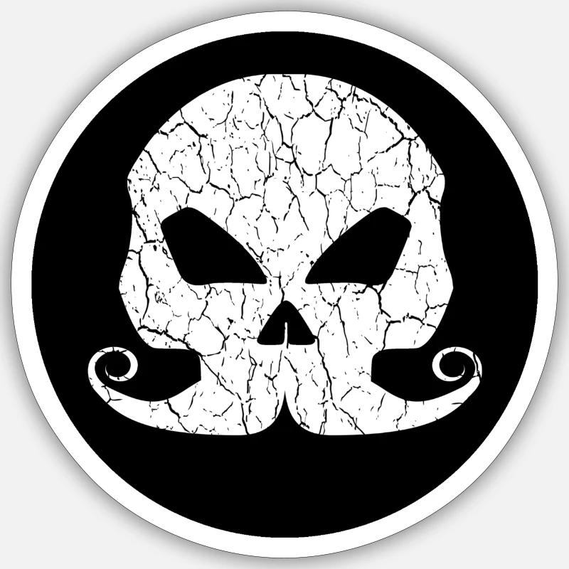 Skull Totenkopf Bones Schnurrbart - Sticker Größe S (10 x 10 cm) - Mattweiß