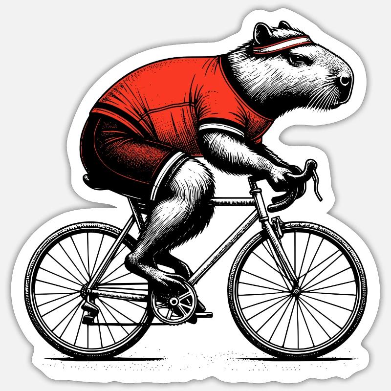 Cycling capybara - Sticker size S (10 x 10 cm) - white matte