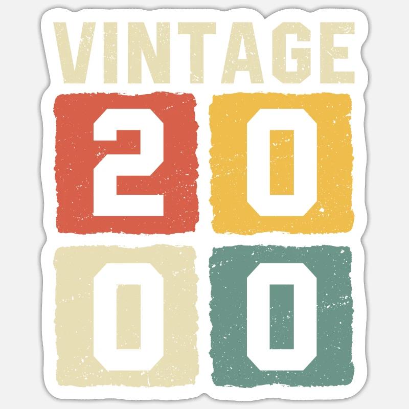 Millésime 2000 Né en 2000 - Sticker taille S (10 x 10 cm) - blanc mat
