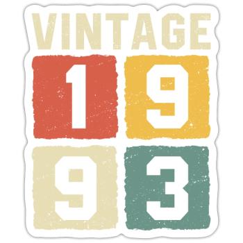 Millésime 1993 Né en 1993 - Sticker taille S (10 x 10 cm) - blanc mat - Devant