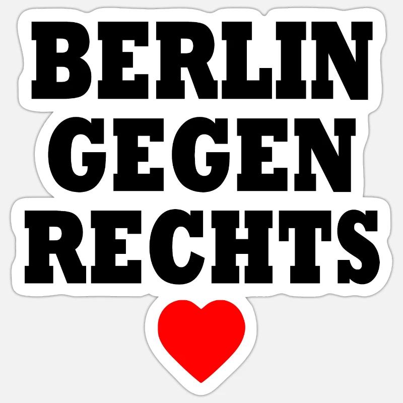 Berlin gegen rechts - Sticker Größe S (10 x 10 cm) - Mattweiß