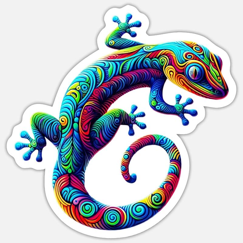 Gecko - Sticker taille S (10 x 10 cm) - blanc mat