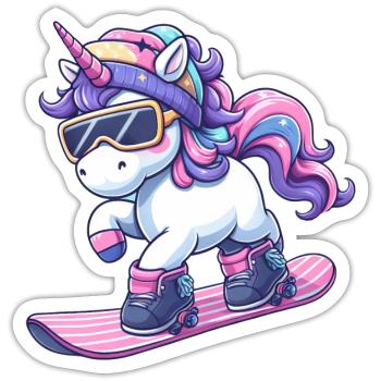 Unicorn Snowboard Winter Magic - Sticker size S (10 x 10 cm) - white matte - Front