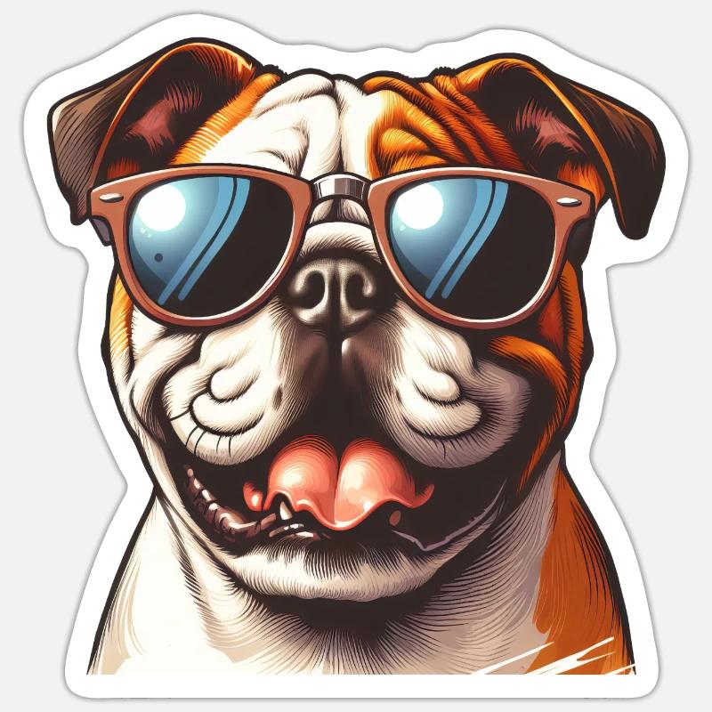 Bouledogue mignon Le modèle - Sticker taille S (10 x 10 cm) - blanc mat