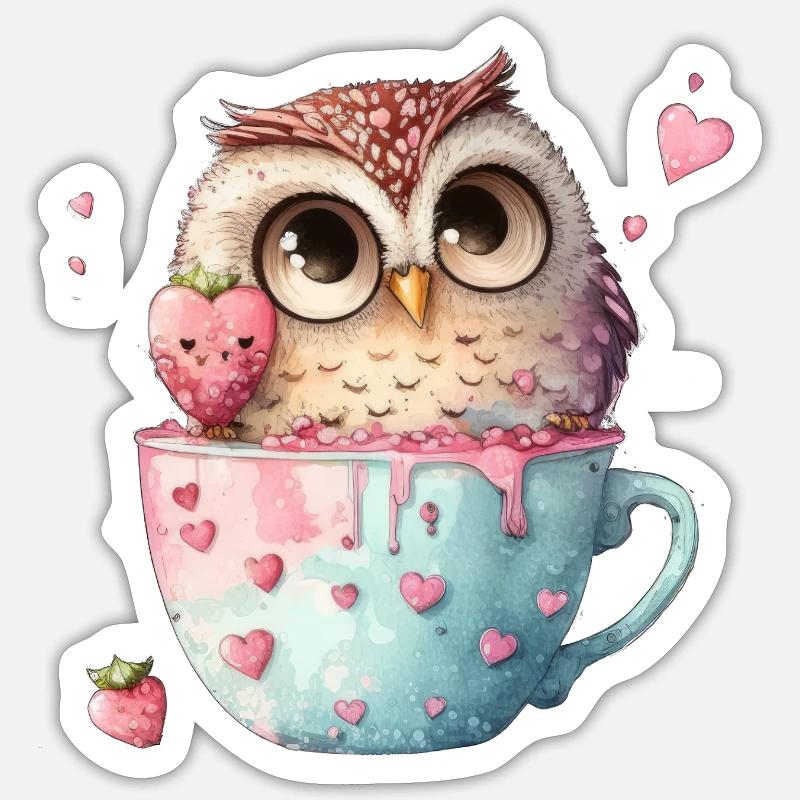 Eule Eulen - Sticker Größe S (10 x 10 cm) - Mattweiß