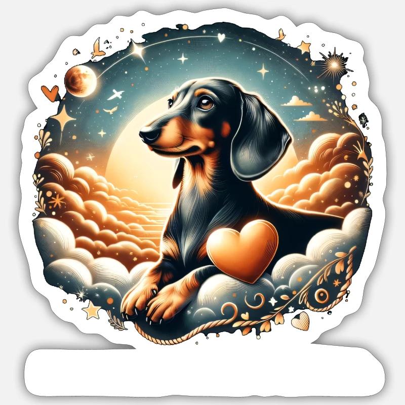 Pont arc-en-ciel teckel - Sticker taille S (10 x 10 cm) - blanc mat