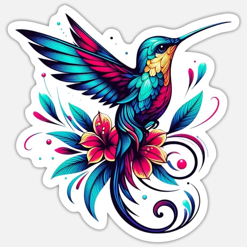 Kolibri - Sticker Größe S (10 x 10 cm) - Mattweiß