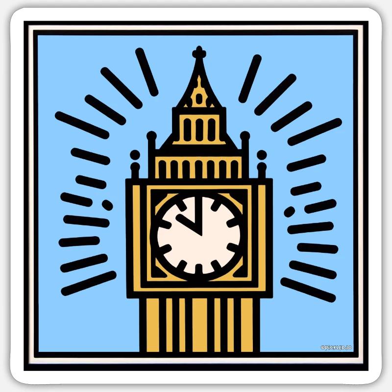 Big Ben Pop Art - Sticker Größe S (10 x 10 cm) - Mattweiß