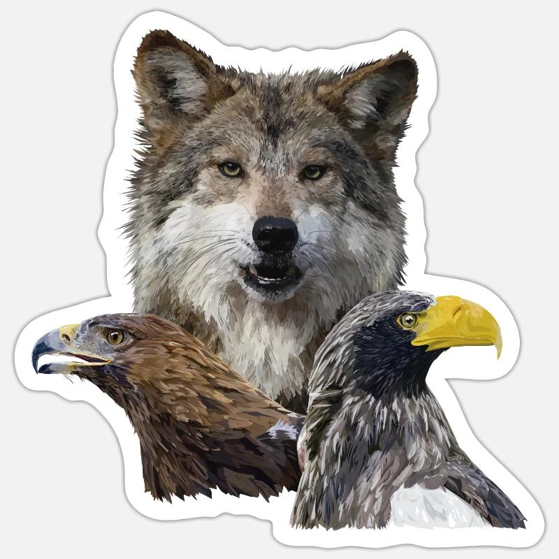Wolf and Eagles Sticker size S (10 x 10 cm)