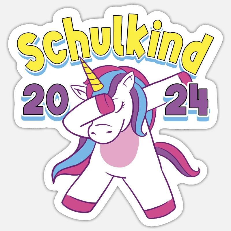 Écolier 2024 Licorne École Élève - Sticker taille S (10 x 10 cm) - blanc mat