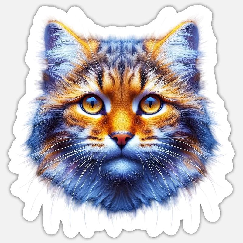 Chat - Sticker taille S (10 x 10 cm) - blanc mat