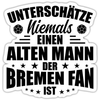 Old Man - Bremen Fan - Retro Vintage Football - Sticker size S (10 x 10 cm) - white matte - Front