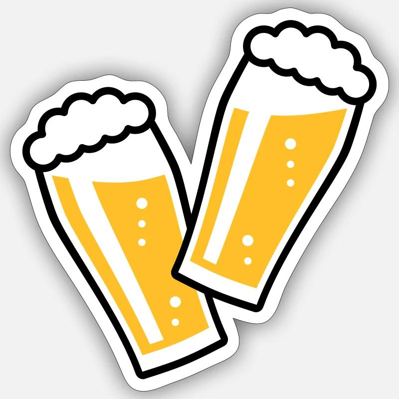2 Biergläser Stoßen An (Bier / Willibecher / 2C) Sticker Größe S (10 x 10 cm)