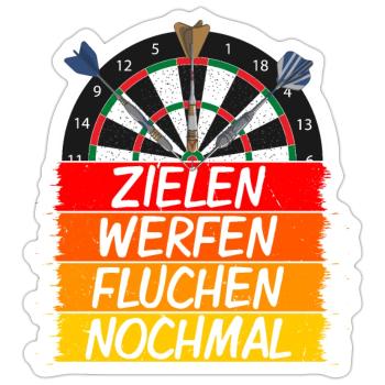 Zielen, Werfen, Fluchen, Nochmal - Sticker Größe S (10 x 10 cm) - Mattweiß - Vorne