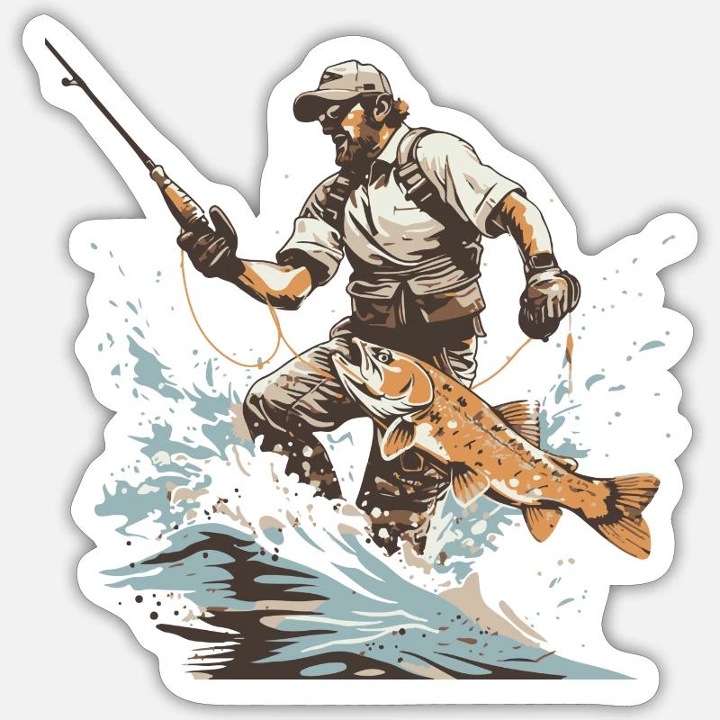 Pêche Pêche Excursion Poisson Lac Canne à pêche pêcheur Sticker taille S (10 x 10 cm)