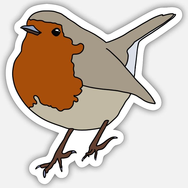 Rouge-gorge - Sticker taille S (10 x 10 cm) - blanc mat