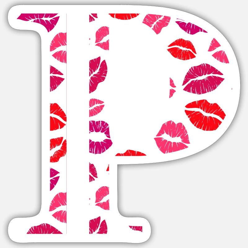 Buchstabe p Küsse - Sticker Größe S (10 x 10 cm) - Mattweiß