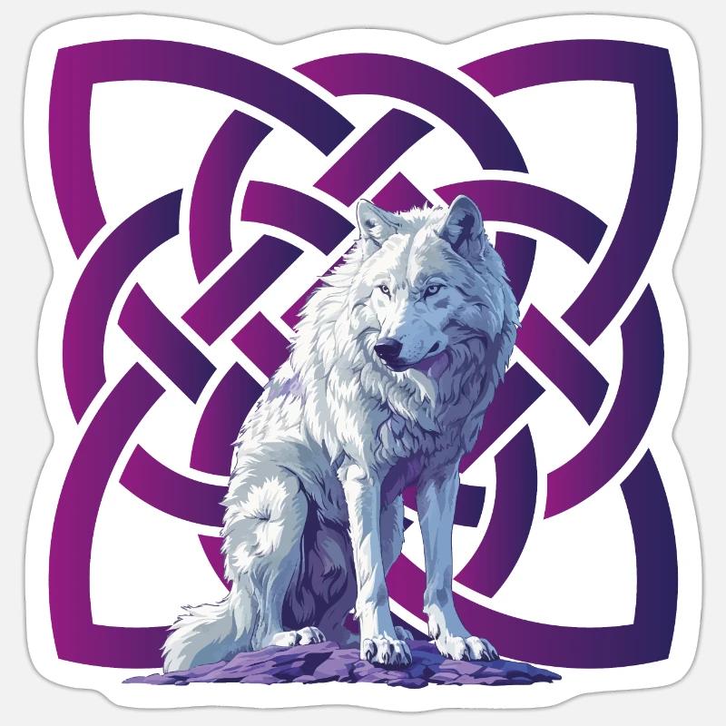 Wolf, infinite Celtic knot - Sticker size S (10 x 10 cm) - white matte