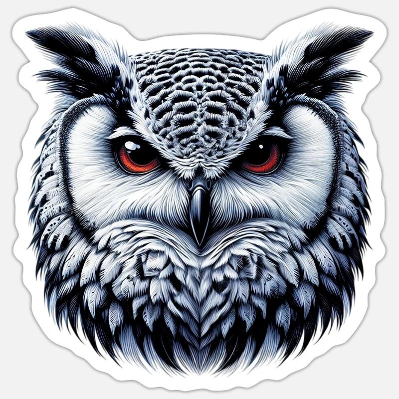 Eule - Sticker Größe S (10 x 10 cm) - Mattweiß