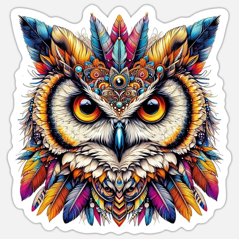 Eule - Sticker Größe S (10 x 10 cm) - Mattweiß