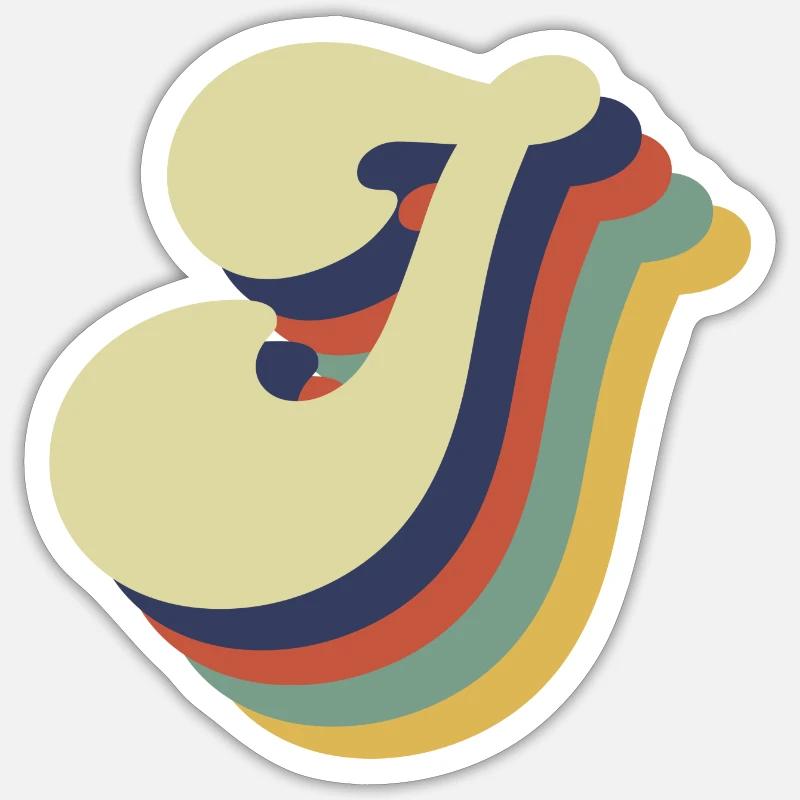 Lettre j rétro - Sticker taille S (10 x 10 cm) - blanc mat